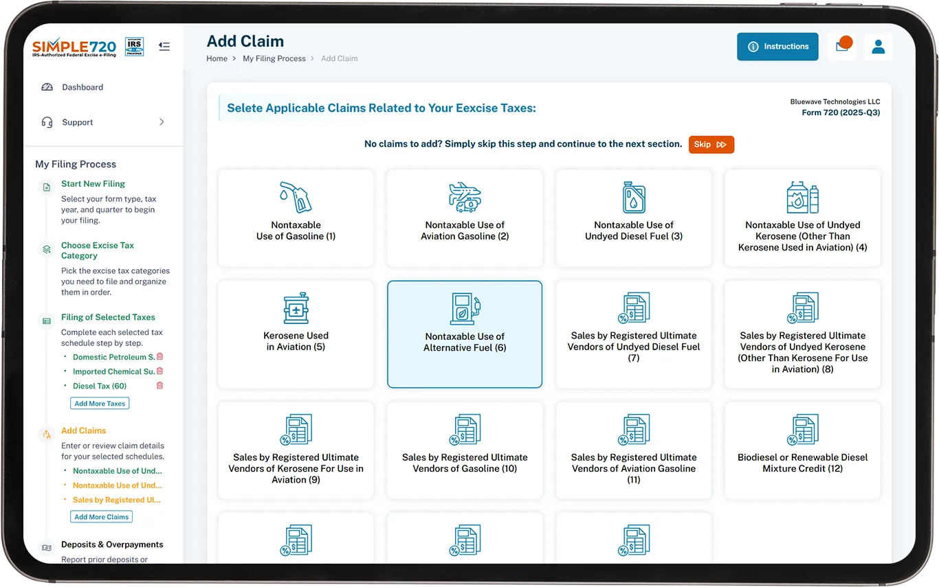 Nontaxable Use of Alternative Fuel